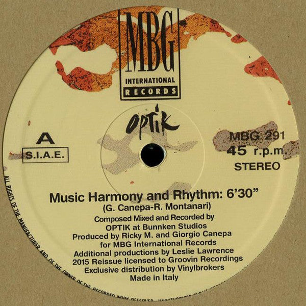 Optik – Music Harmony And Rhythm 12"